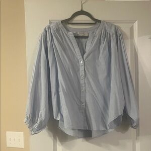 LOFT Soft Blue Blouse with Button Detail